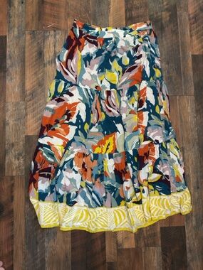 Soft Surroundings Kara Floral Midi Skirt Tiered Flowy A Line Size small S